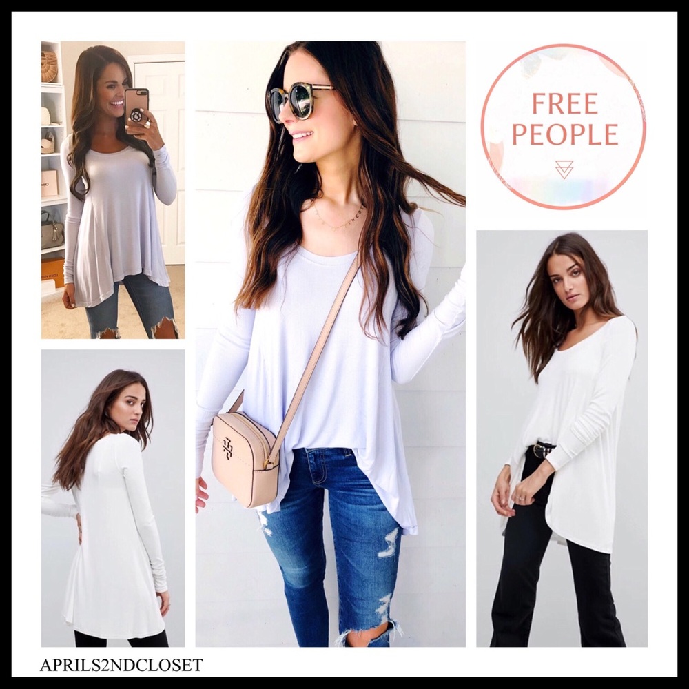 FREE PEOPLE BOHO TOP HI-LO FLOWY LONG SLEEVES KNIT TUNIC TEE A2C - Picture 16 of 16